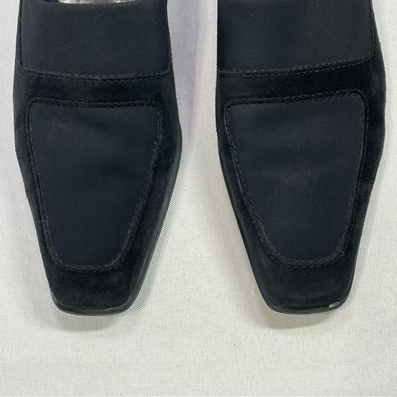 Stuart Weitzman Women’s Black Suede Shoes Size 6B Slip On Block Heel Square Toe - Picture 5 of 16
